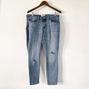 Levi’s Mid Rise Skinny Jeans Distressed Denizen Crop Short Sz 14 Light/med Wash
